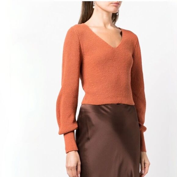A.L.C. Kimby Ribbed Knit Sweater In Burnt Terracotta - Picture 4 of 11